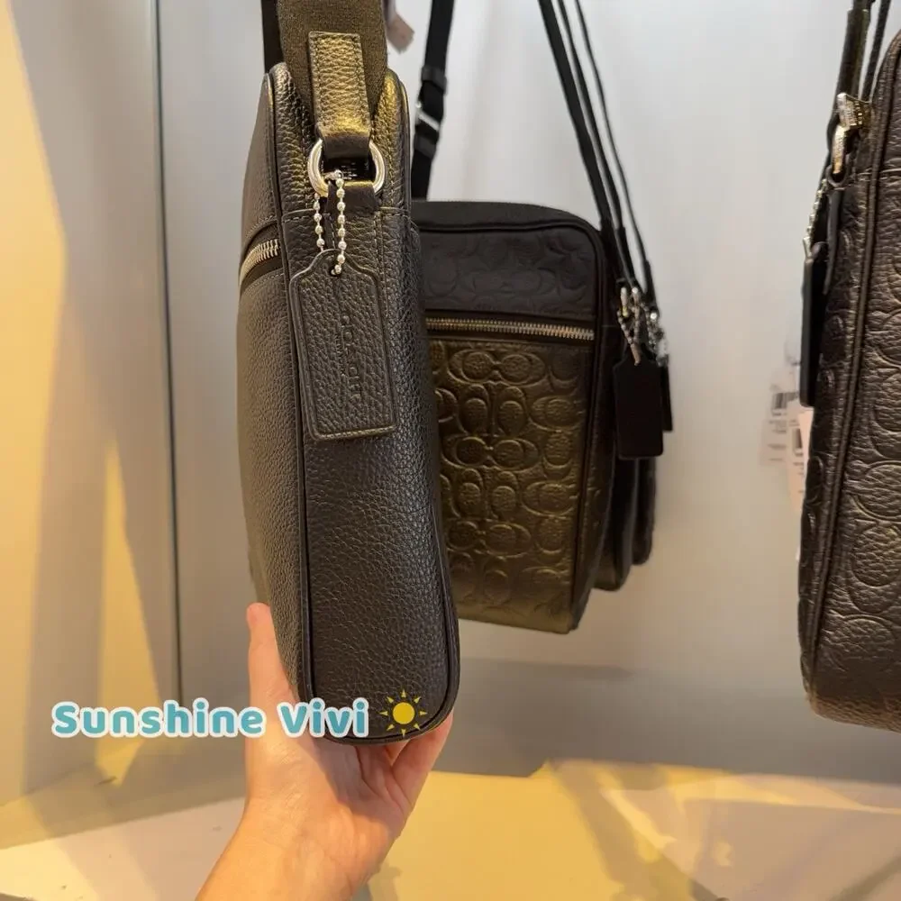 NWT COACH Tristan Crossbody Bag 22 Silver/Black Refined pebble leather CES87
